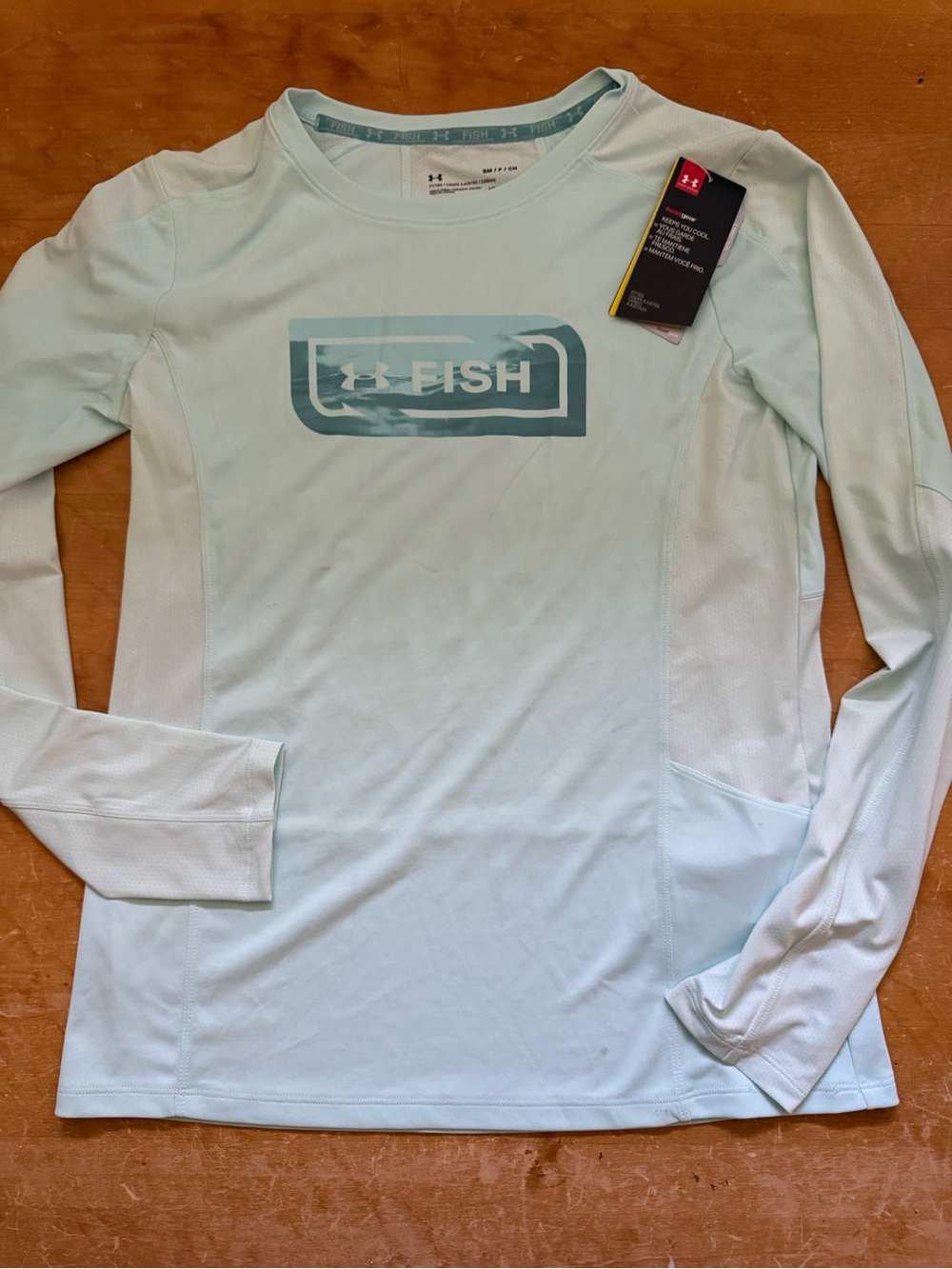 Under Armour Fish HeatGear Mint Long Sleeve Fishing Shirt Women’s S NWT